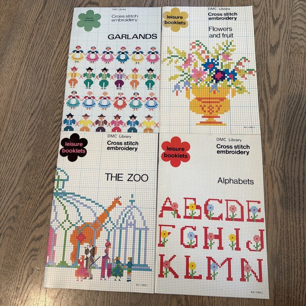 Vintage Lot Of DMC LIBRARY Cross Stitch Pattern Books